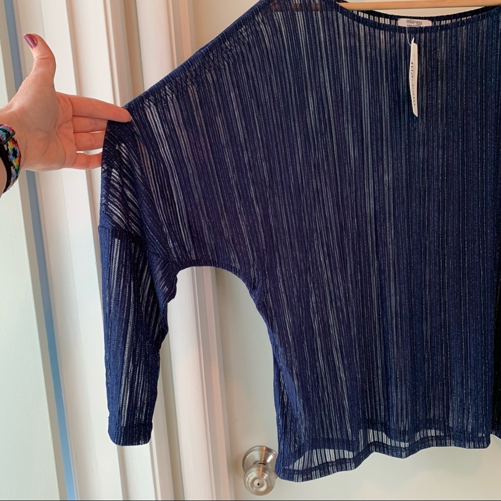 Blue sheer top sz L
